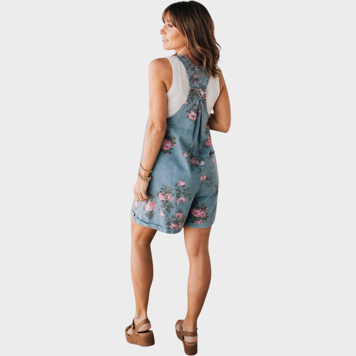 Taniah | Florale Denim-Latzhose