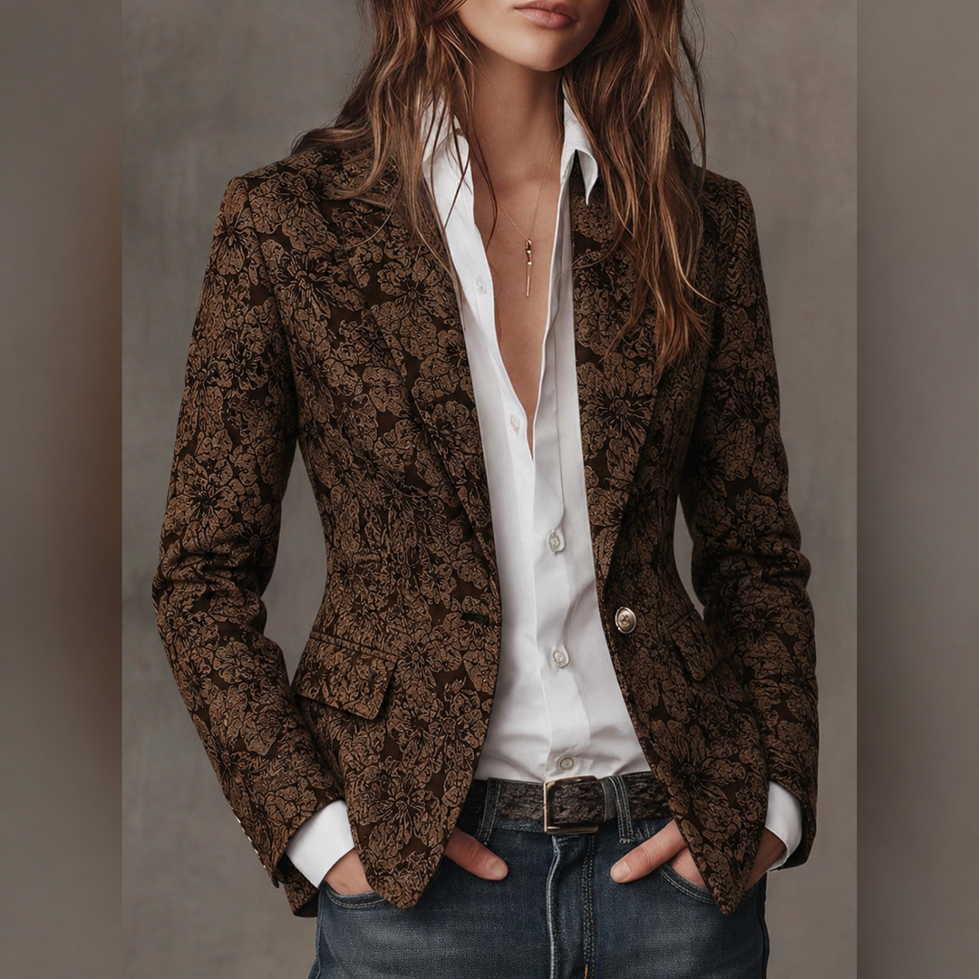 Damen Paisley Jacquard Fitted Blazer