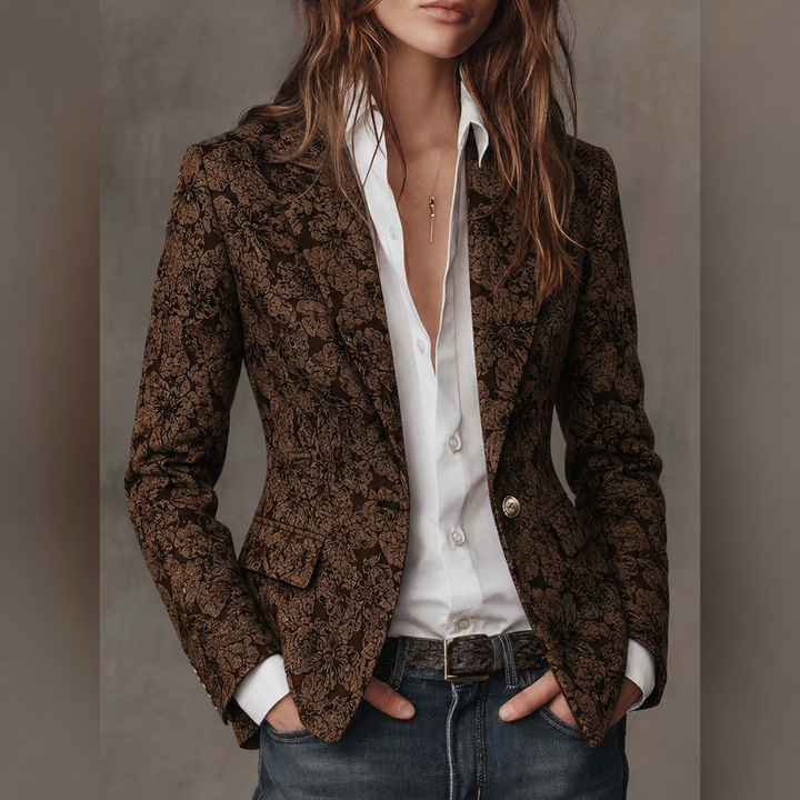 Damen Paisley Jacquard Fitted Blazer