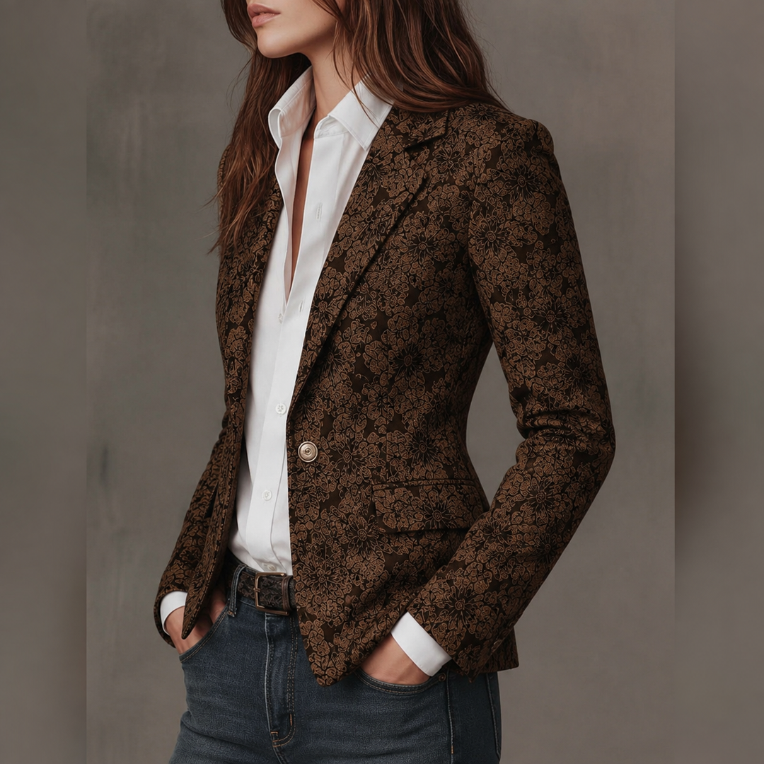 Damen Paisley Jacquard Fitted Blazer