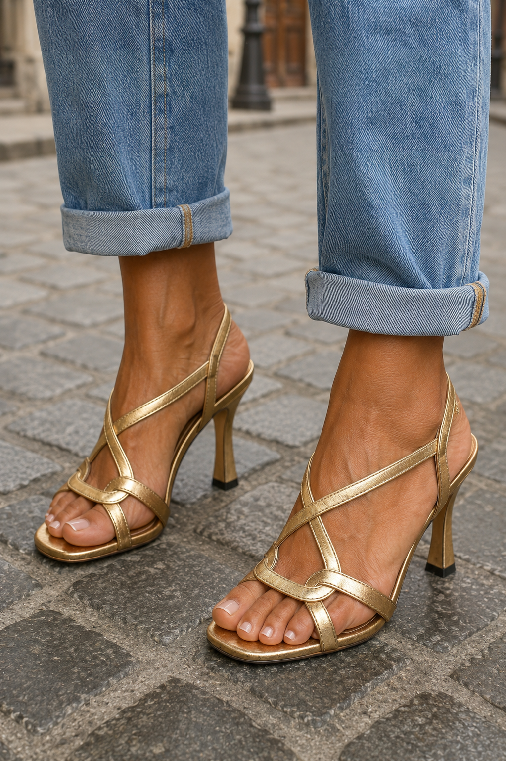 Cassie | Goldene Sommer Charm Sandalen