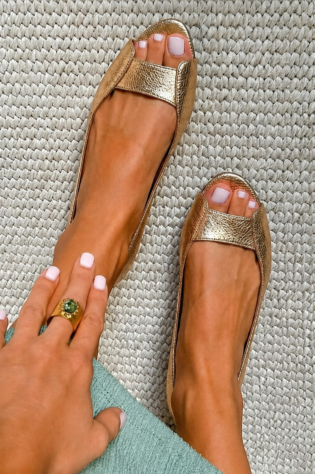 Adelina | Goldene Komfortsandalen