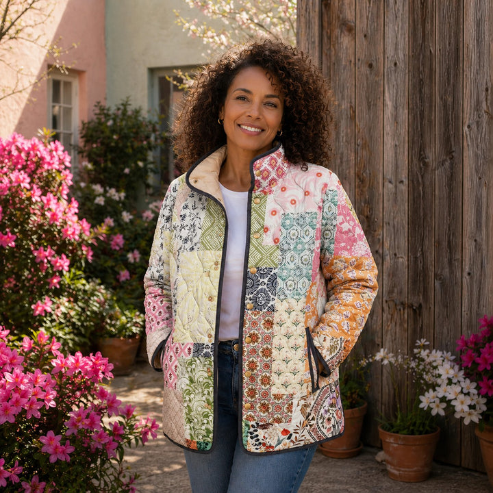 IVORY™ | Lässige Blütenmuster Steppjacke