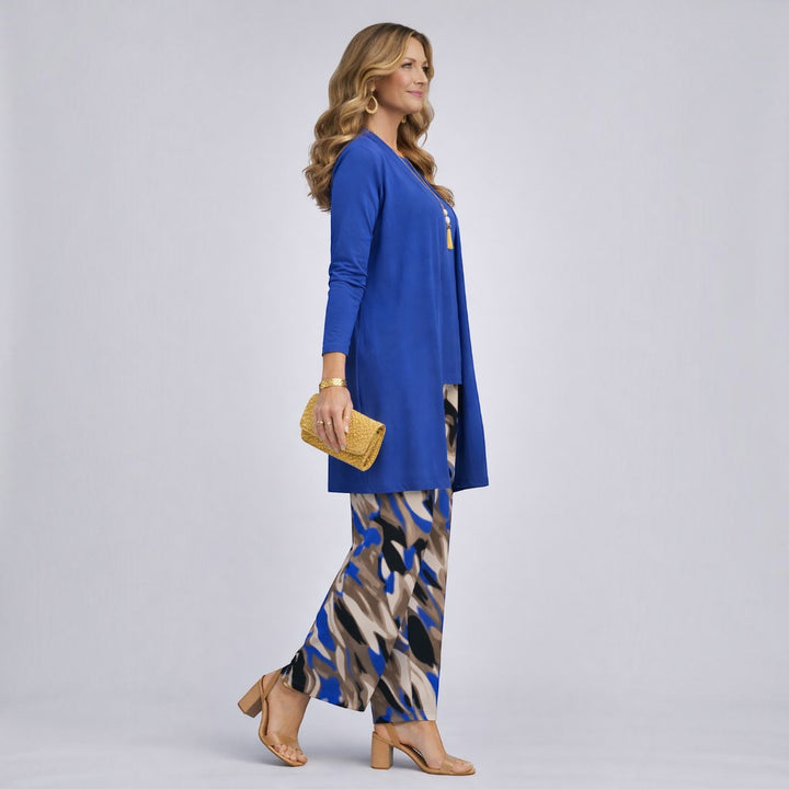 Nadine – weite Hose des dreiteiligen Sets in Taubenblau