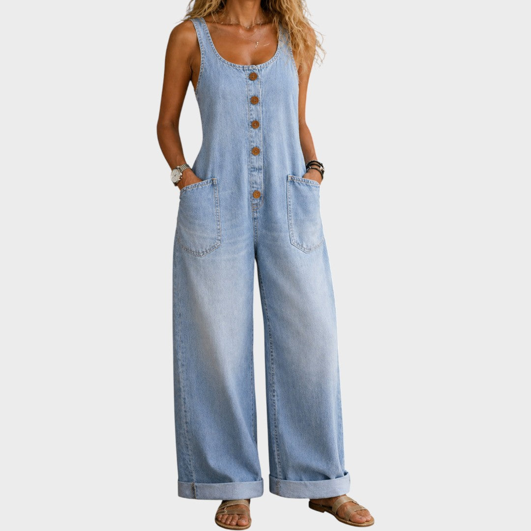Sadie | Vintage gewaschene Baumwoll-Denim-Latzhose