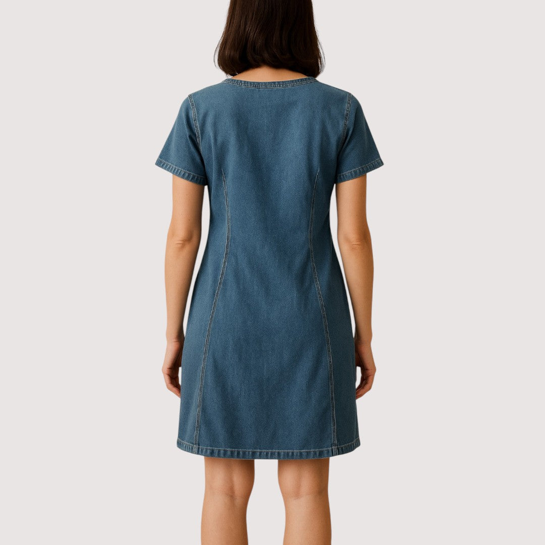 Mila | Denim Kleid mit V-Ausschnitt