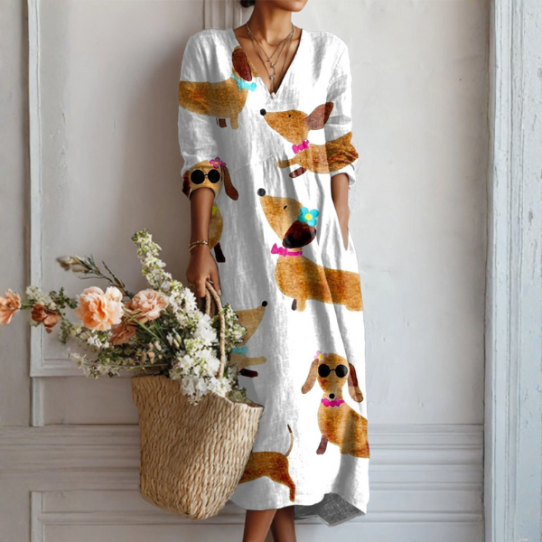 Boho-gestreiftes Kleid für Damen