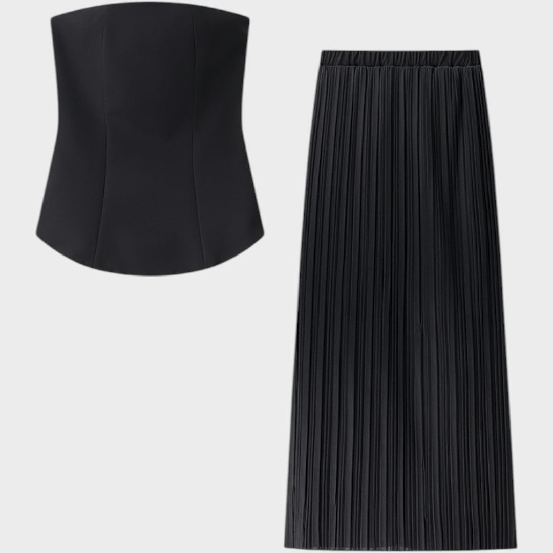 Clarita | Elegantes Rock- und Crop-Top-Set