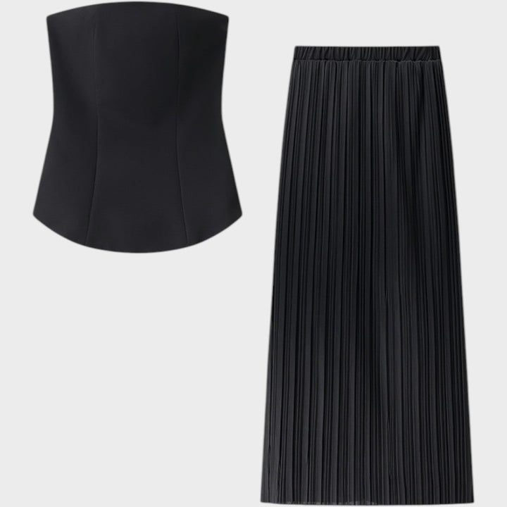Clarita | Elegantes Rock- und Crop-Top-Set