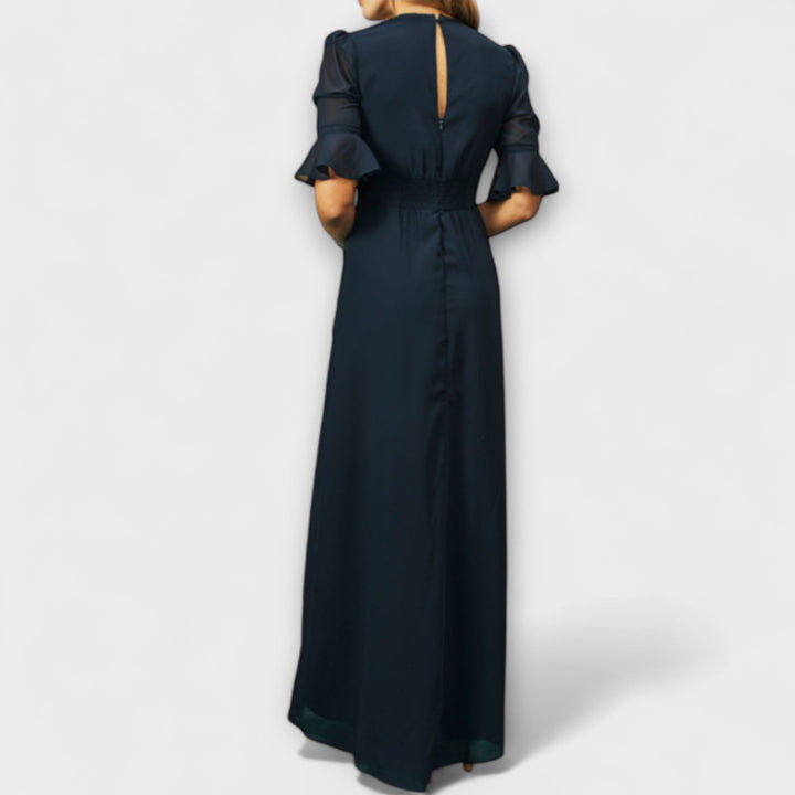 Béatrice | Elegante marineblaue Kleider mit floralen Stickereien