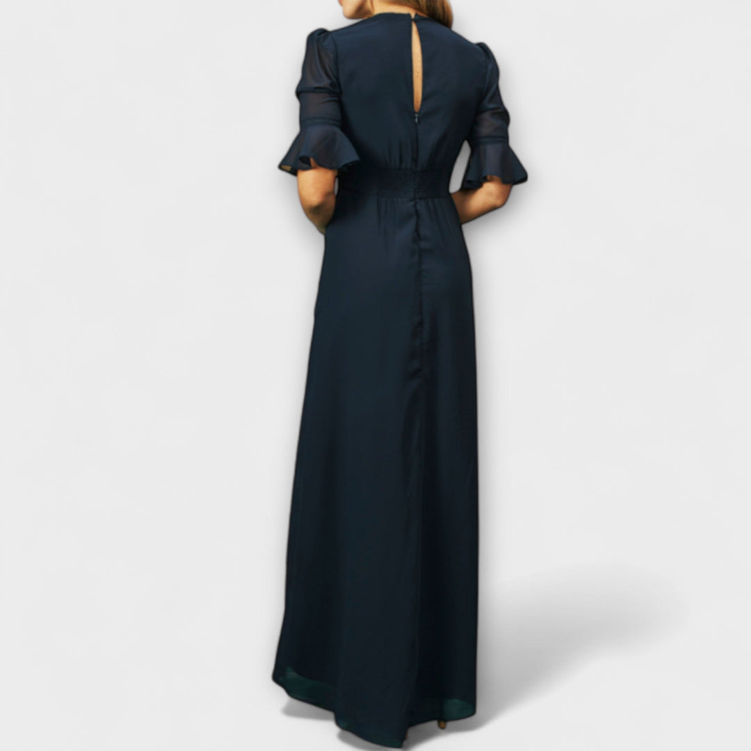 Béatrice | Elegante marineblaue Kleider mit floraler Stickerei
