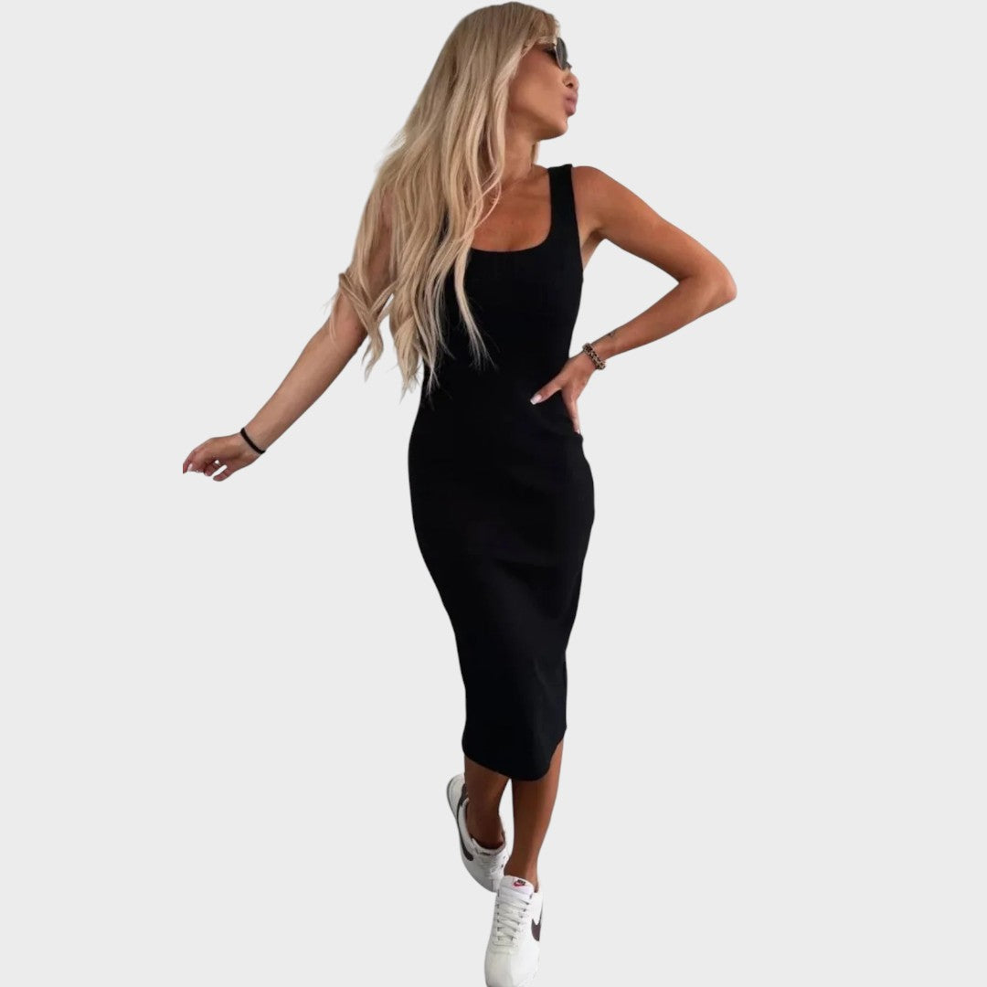 Karin | Midi-Kleid und Bomberjacke aus Rippstrick