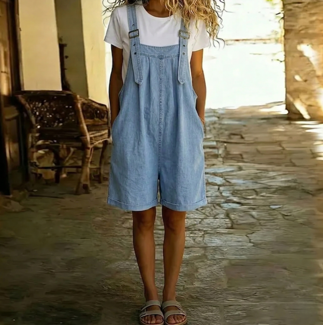 Antje - Kurze Denim-Overall mit weichem Baumwoll-Touch