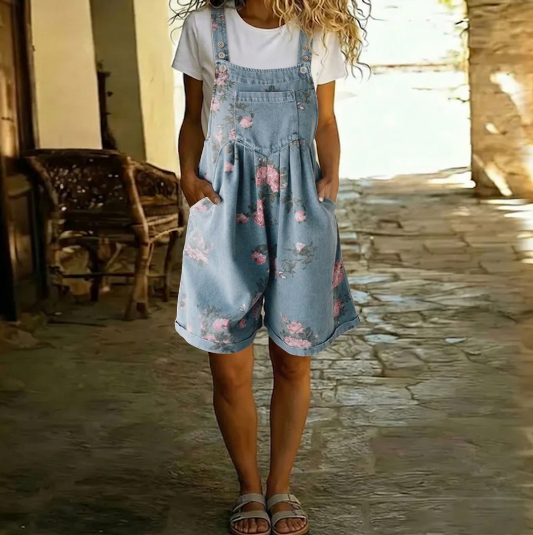 Doris - Denim Blumenoverall