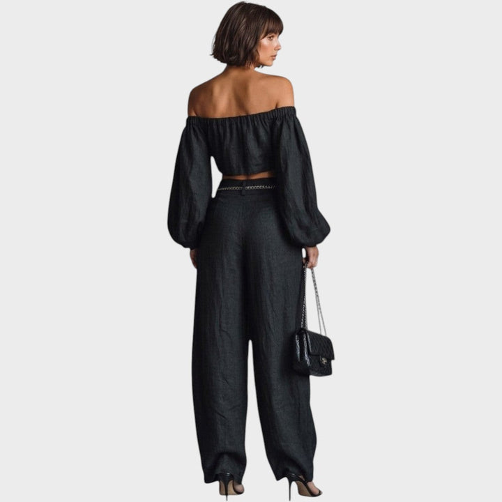 Cíntia | Off-Shoulder Set mit weiten Hosen