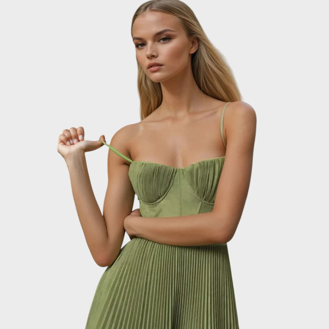 Amilia | Midi Flare Plissiertes Kleid