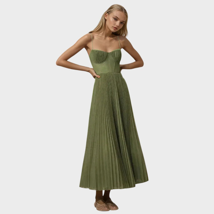 Amilia | Midi Flare Plissiertes Kleid