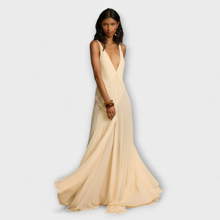 Lavinia | Maxikleid mit tiefem V-Ausschnitt