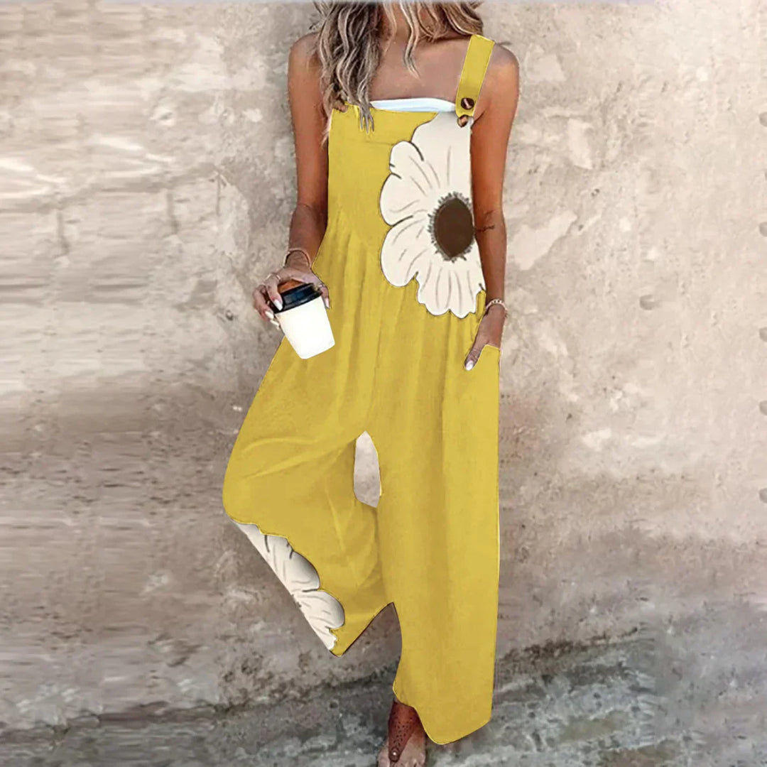 Johanna | Schwarze Latzhose mit Anemonen