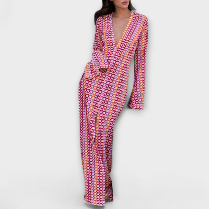 Elina | Maxikleid mit V-Ausschnitt und Sommerstil