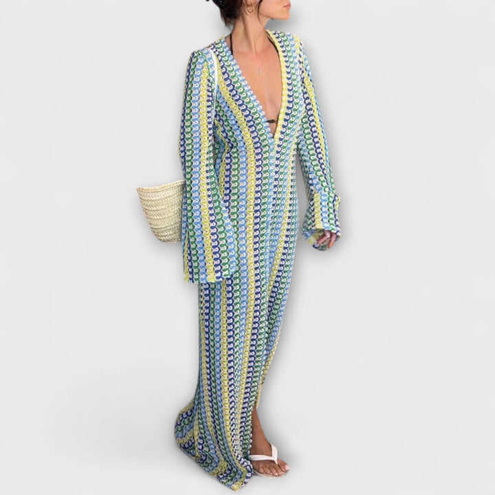 Elina | Maxikleid mit V-Ausschnitt und Sommerstil