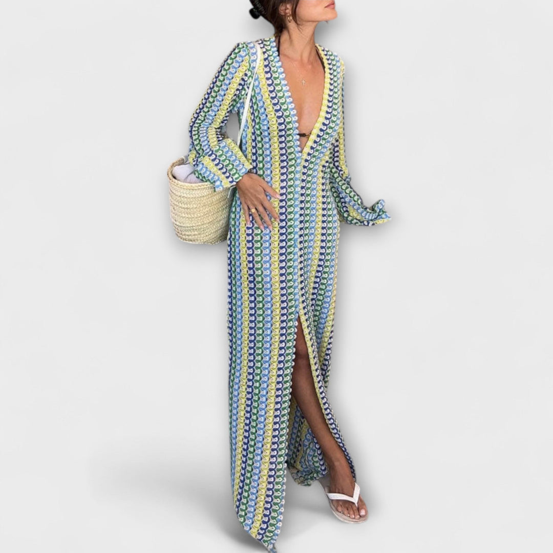 Elina | Maxikleid mit V-Ausschnitt und Sommerstil