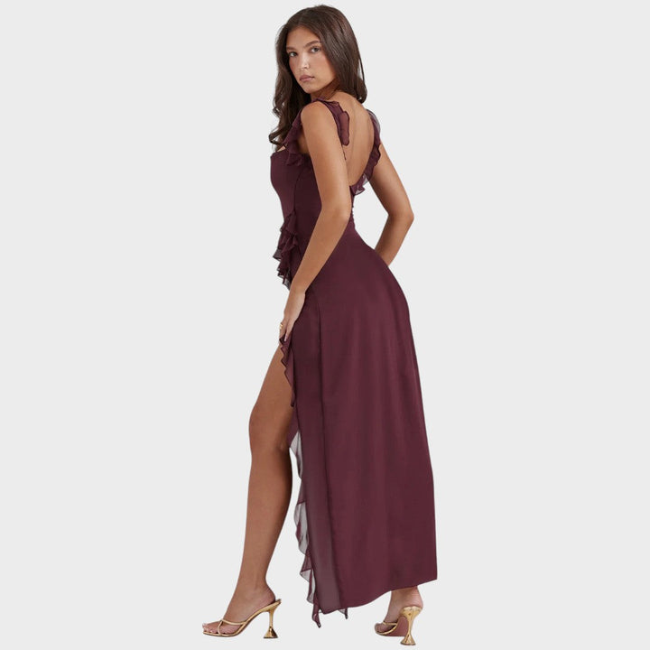 Amira | Dunkelpflaumenfarbenes Langkleid