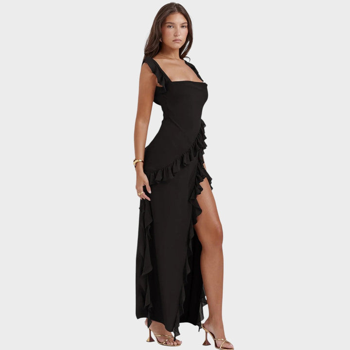 Amira | Dunkelpflaumenfarbenes Langkleid