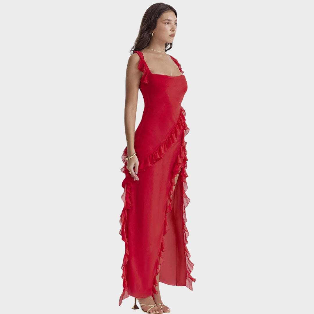 Amira | Dunkelpflaumenfarbenes Langkleid