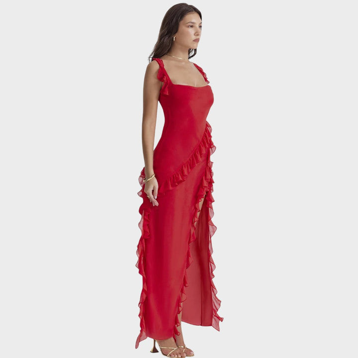Amira | Dunkelpflaumenfarbenes Langkleid
