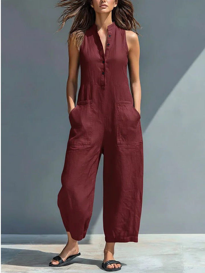 Cecelia | Ärmelloser Mandarin-Jumpsuit