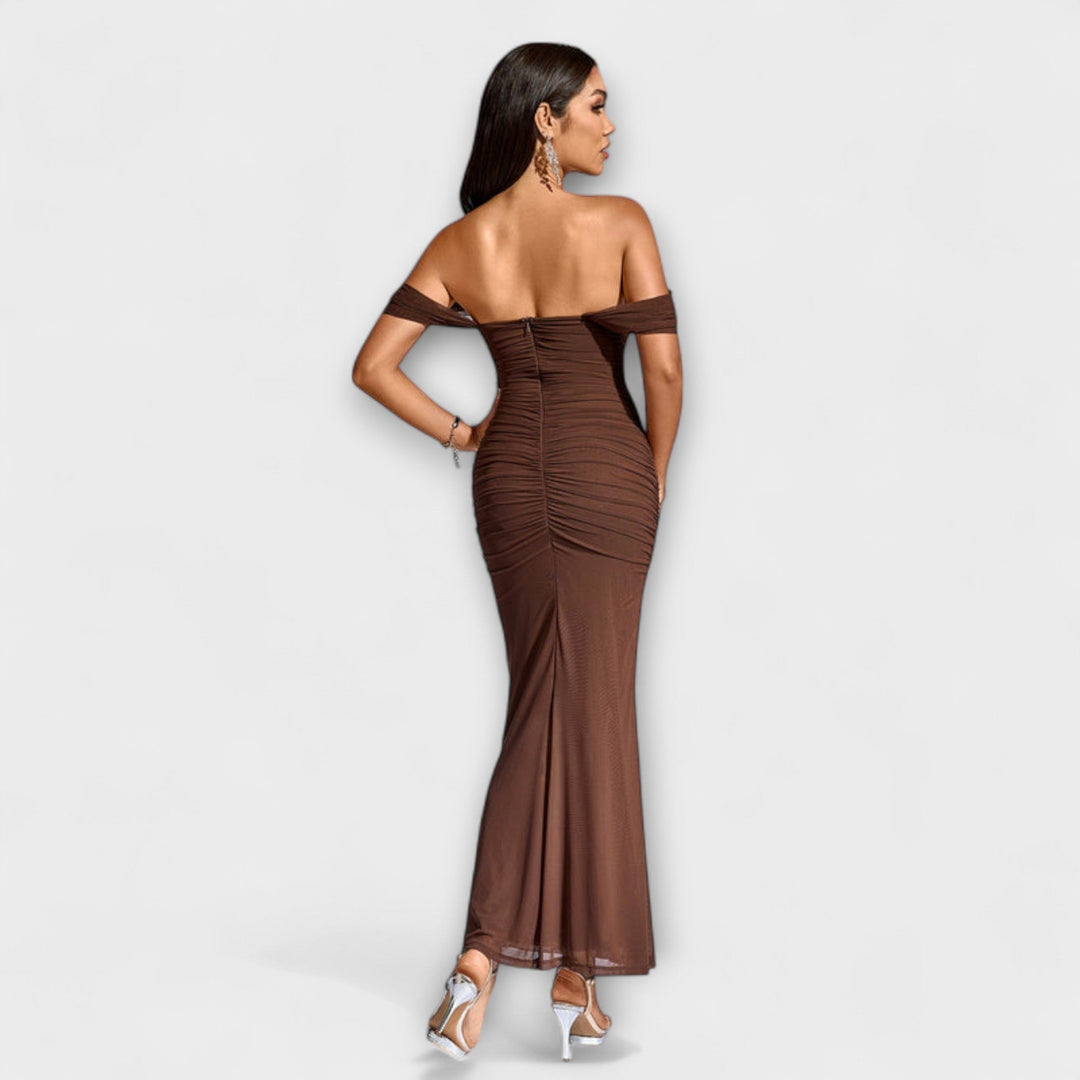 Lone | Off-Shoulder Bodycon Kleid mit Raffung