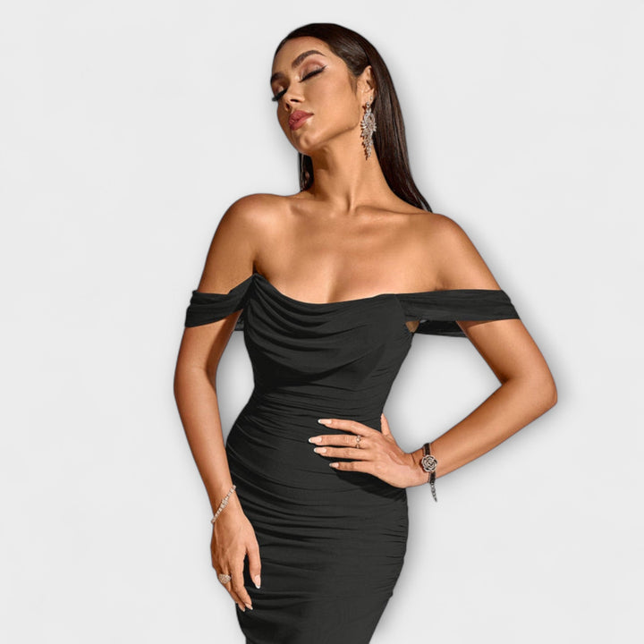 Lone | Off-Shoulder Bodycon Kleid mit Raffung