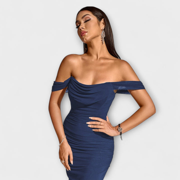 Lone | Off-Shoulder Bodycon Kleid mit Raffung