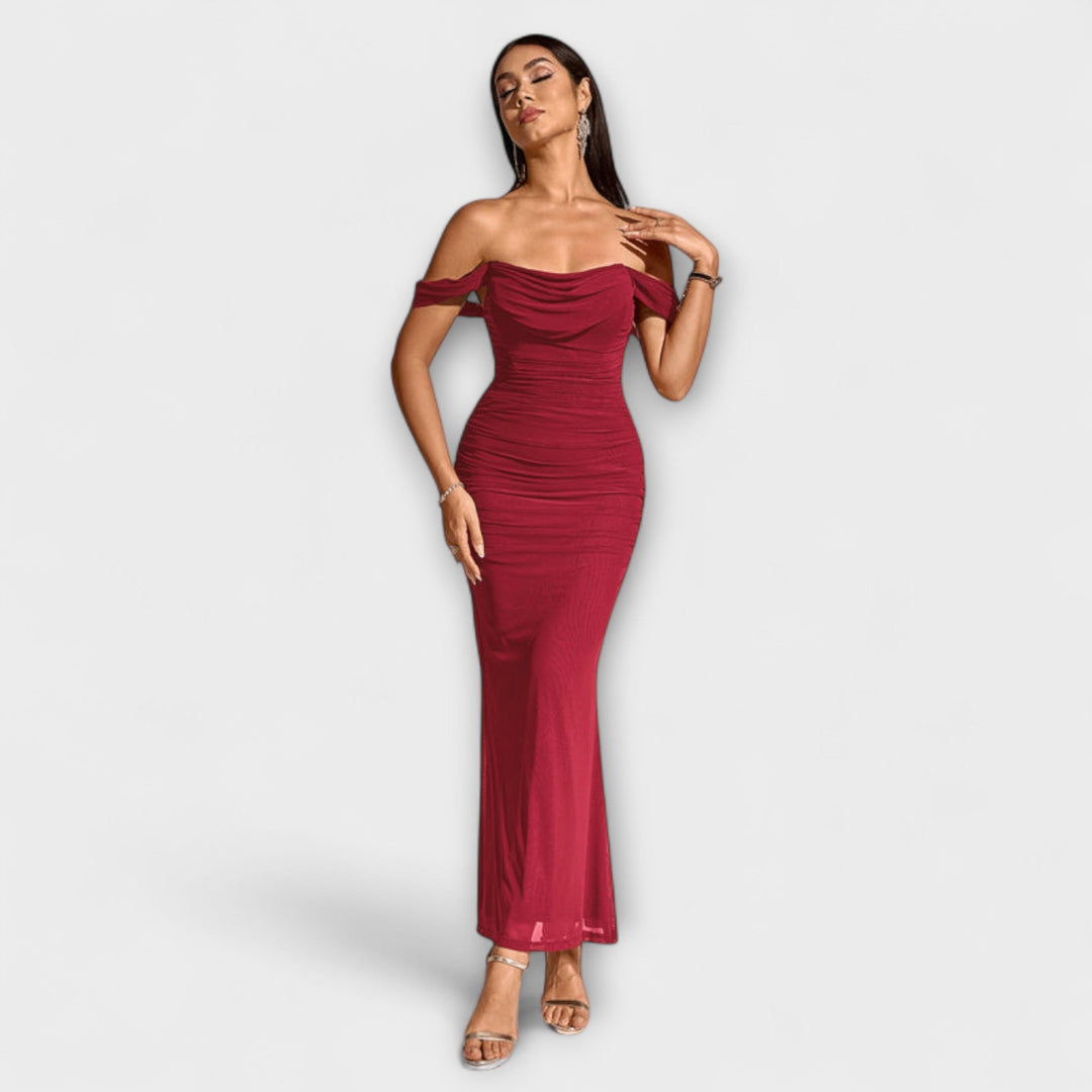 Lone | Off-Shoulder Bodycon Kleid mit Raffung