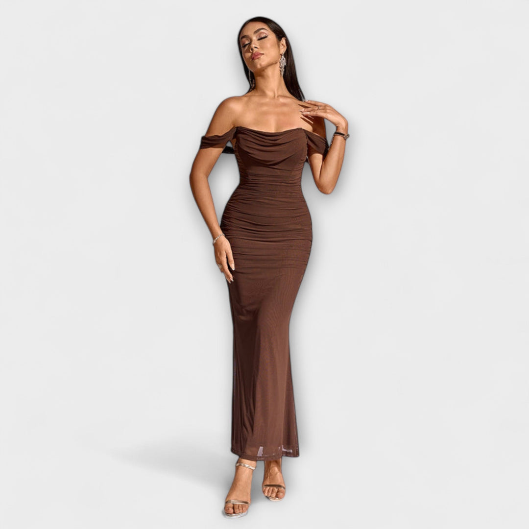 Lone | Off-Shoulder Bodycon Kleid mit Raffung