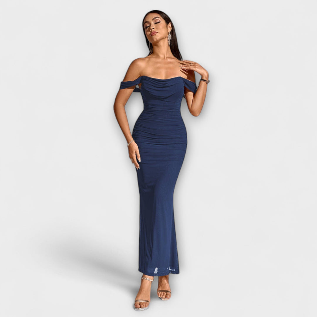 Lone | Off-Shoulder Bodycon Kleid mit Raffung