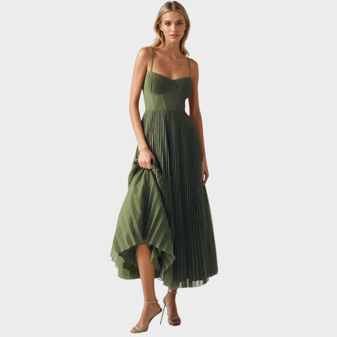 Amilia | Midi Flare Plissiertes Kleid