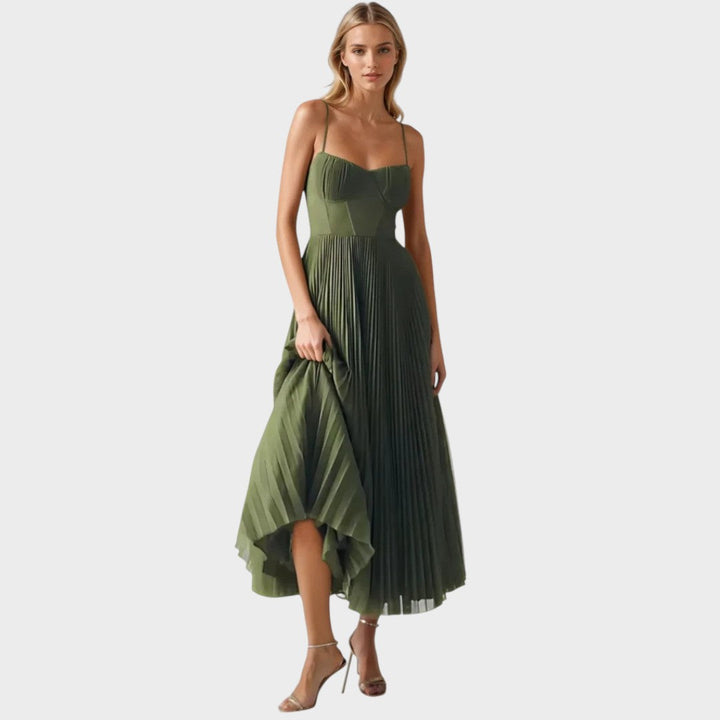Amilia | Midi Flare Plissiertes Kleid