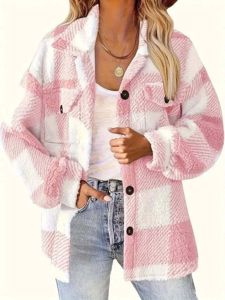Marlene - Elegante Karierte Fleecejacke