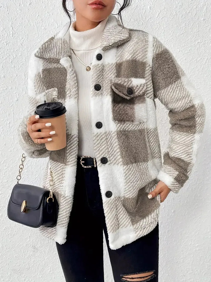 Marlene - Elegante Karierte Fleecejacke
