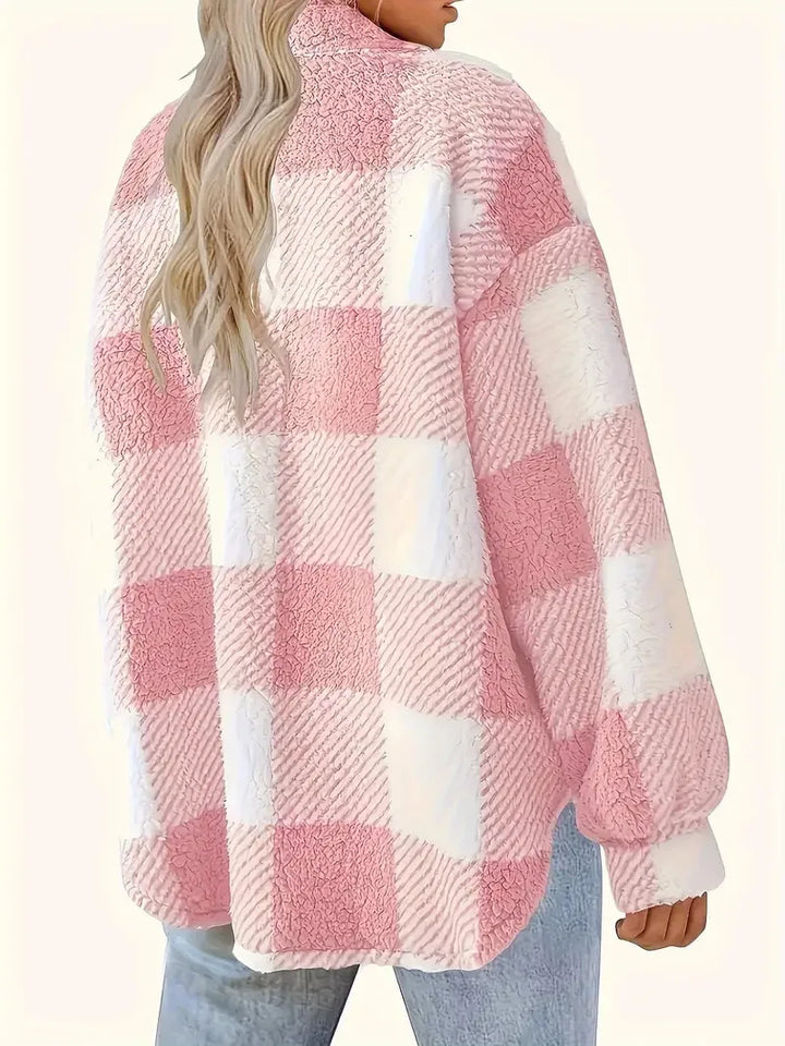 Marlene - Elegante Karierte Fleecejacke