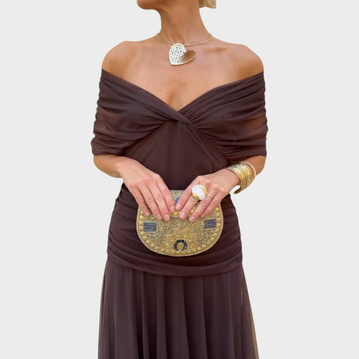 Lora | Langes Kleid mit V-Ausschnitt