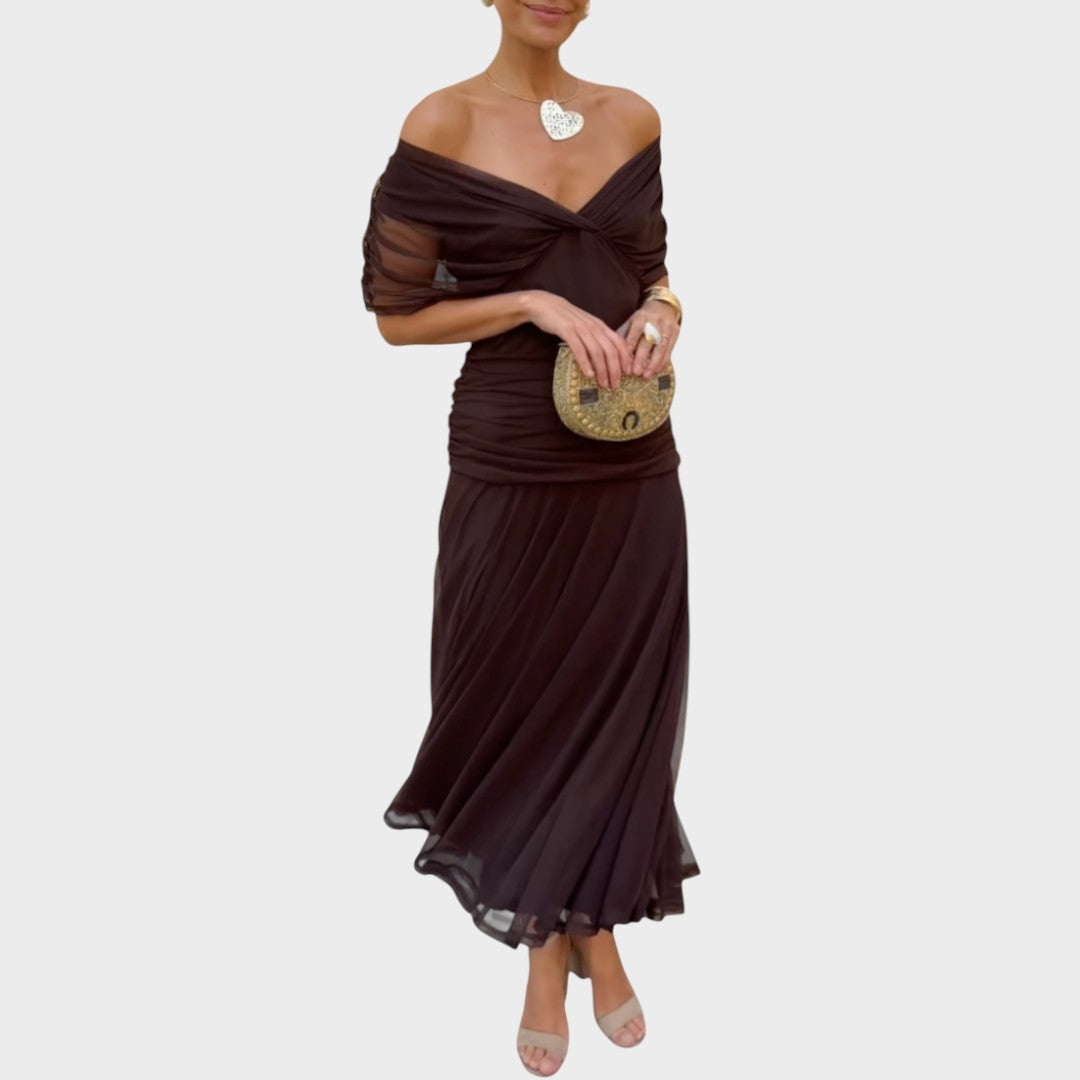 Lora | Langes Kleid mit V-Ausschnitt