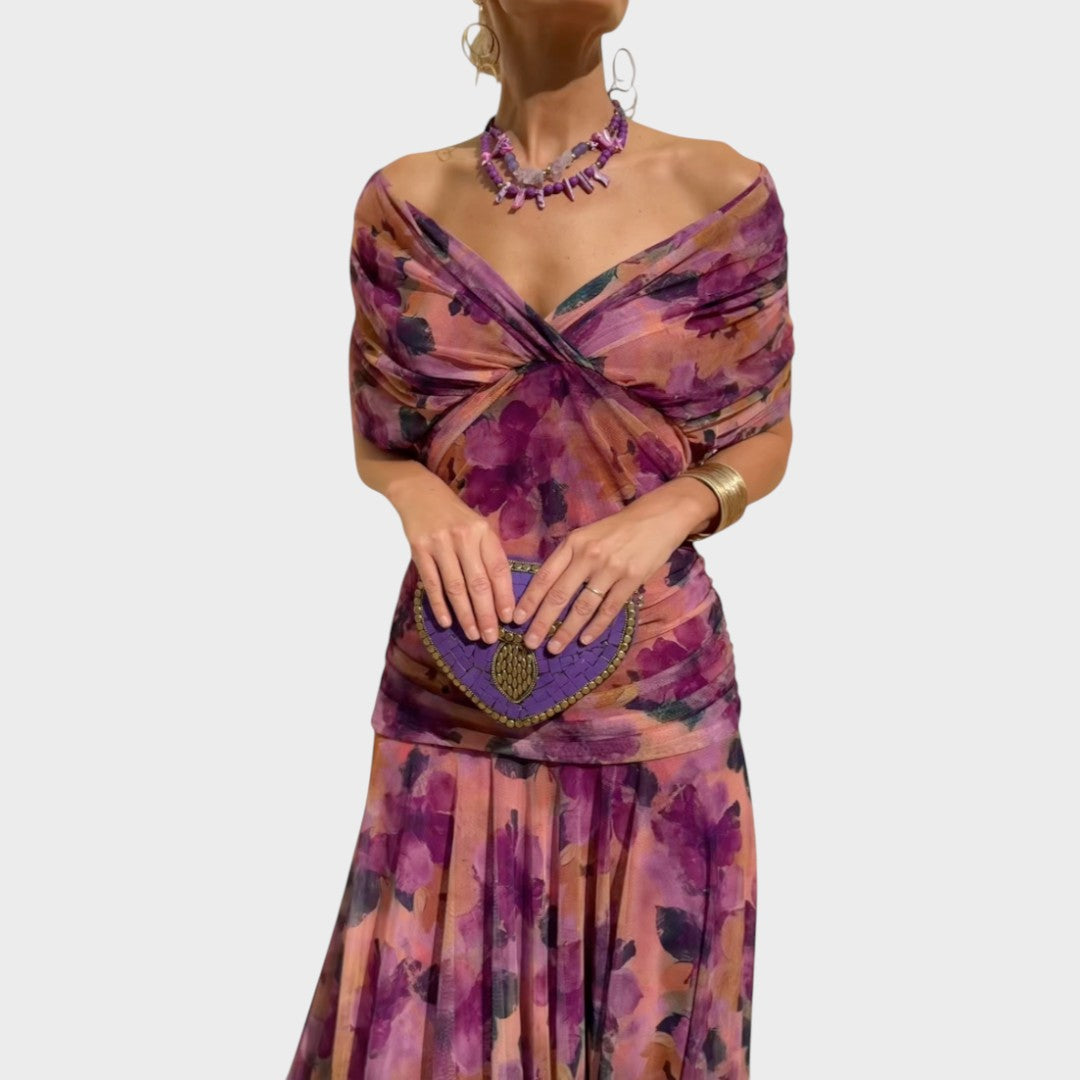 Lora | Langes Kleid mit V-Ausschnitt