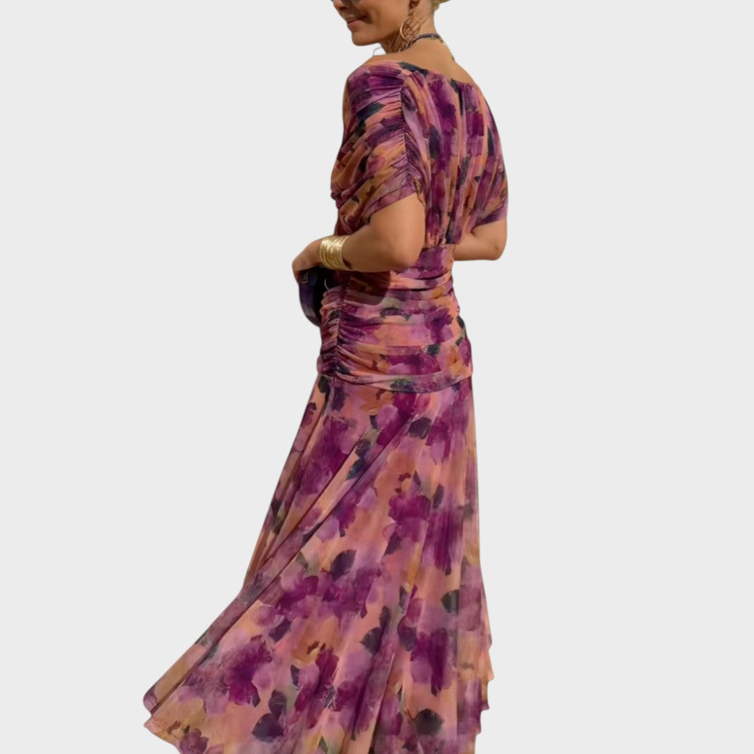 Lora | Langes Kleid mit V-Ausschnitt