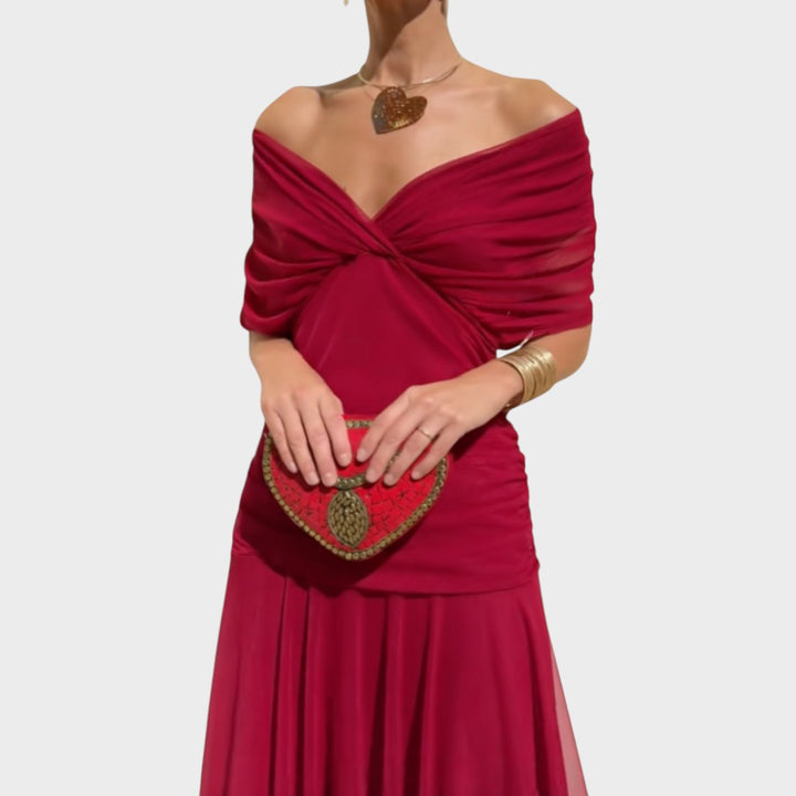 Lora | Langes Kleid mit V-Ausschnitt