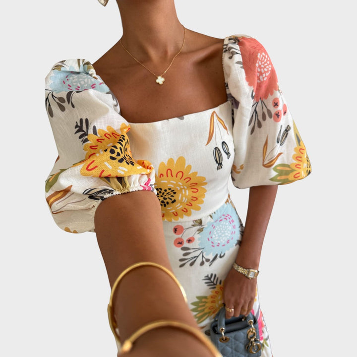 Teressa | Midi-Kleid mit Puffärmeln