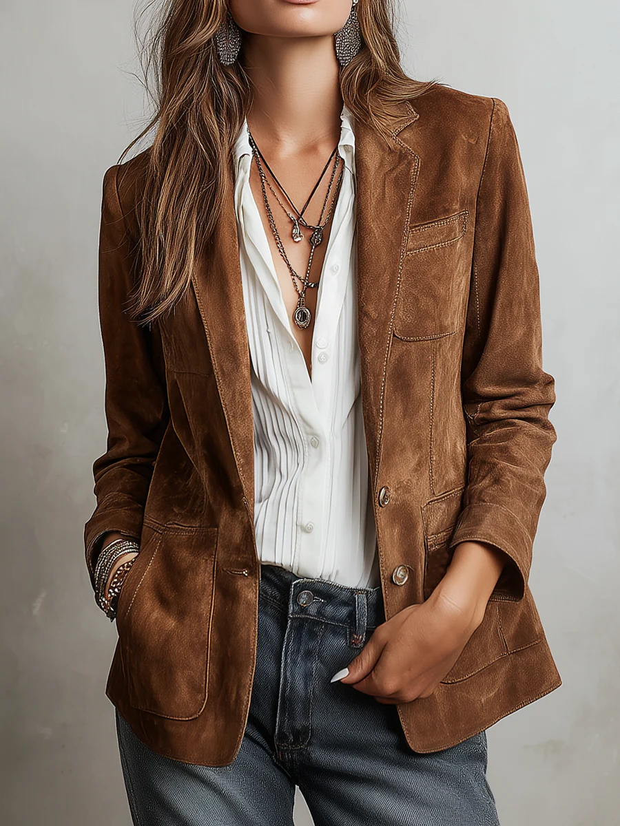 Damen Vintage Brauner Blazer