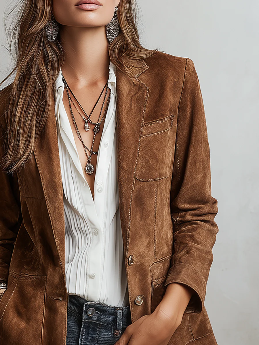 Damen Vintage Brauner Blazer